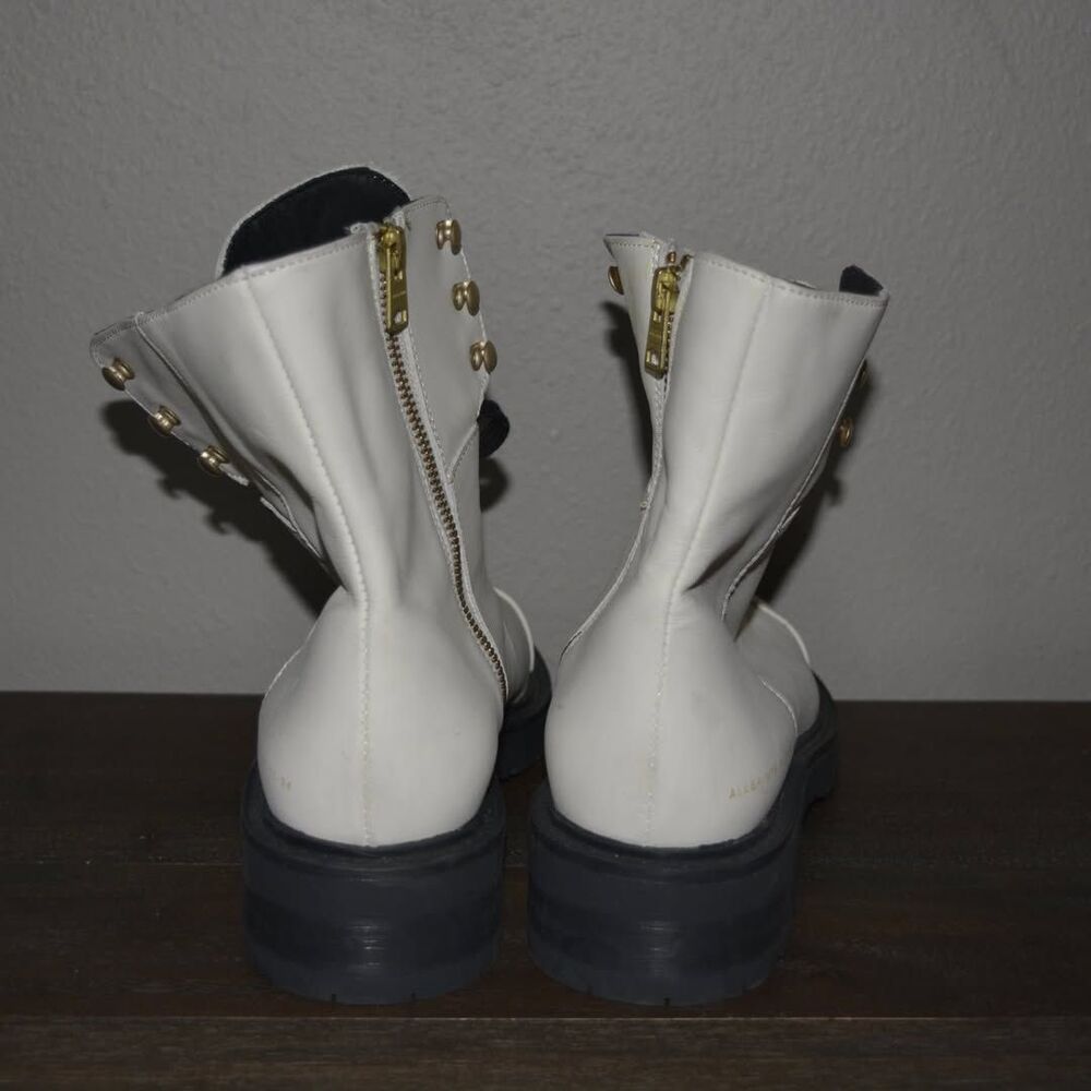 NWOB Women AllSaints Dusty Cap Toe Lug Sole Combat White 9 MSRP $300 w/ Marks